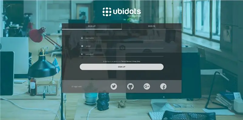 Đặt tài khoản Ubidots