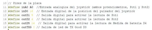 Joystick: Definicion De Pines Y spremenljivke