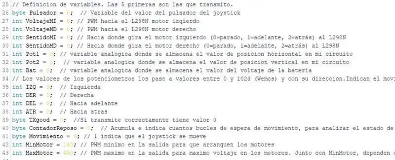 Joystick: Definition De Pines Y Variables