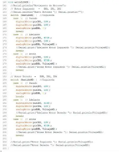 Vehículo: - Función Escribir L298N ()