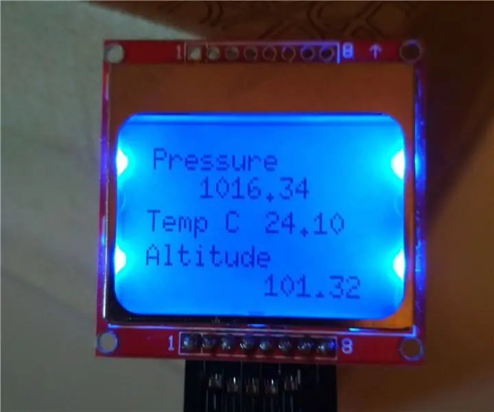 Arduino barométer Nokia 5110 LCD kijelzővel: 4 lépés