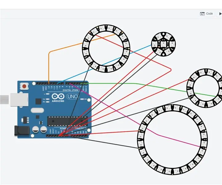 Viacnásobné nezávislé krúžky NeoPixel: 3 kroky