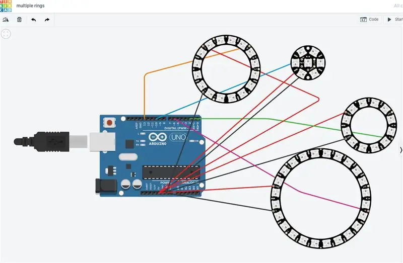 Viacnásobné nezávislé prstence NeoPixel