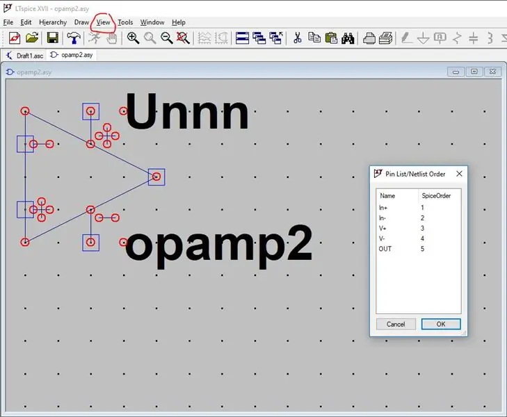 Preverite, ali se vrstni red simbolov Opamp2.asy ujema z informacijami o povezavi pin LMV321. SUBCKT