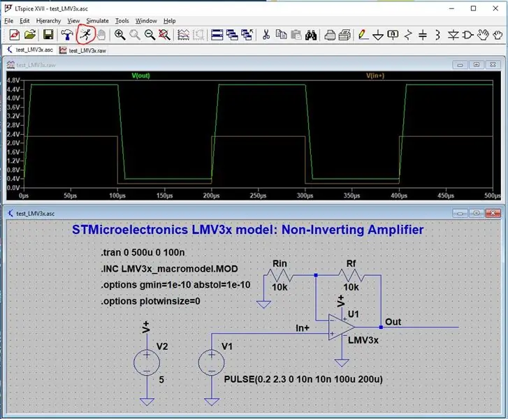 Réutilisez le schéma de test et simulez les performances de l'ampli-op LMV3x