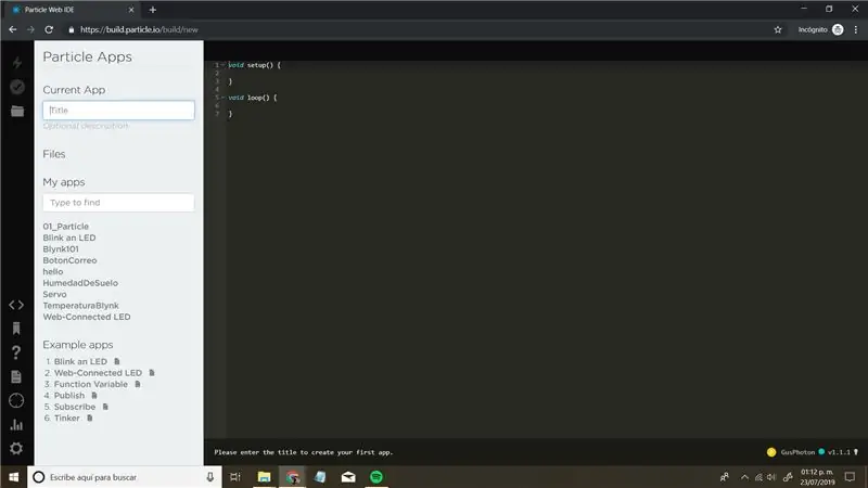 Programând El Photon En Build.particle.io