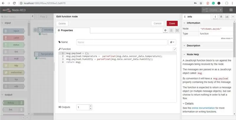 Function Node Redaktə etmək üçün Node düyməsini iki dəfə vurun