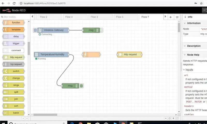 Ajoutez maintenant le nœud « http Request » à partir de la palette