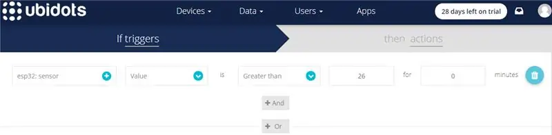 Criação de eventos em Ubidots