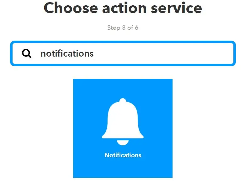 Επιλέξτε την Υπηρεσία ενεργειών ειδοποιήσεων