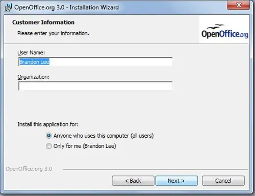 Installera OpenOffice.org