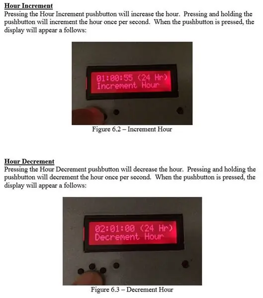 Fonctionnement LCD RVB - Incrément/Décrément de l'heure