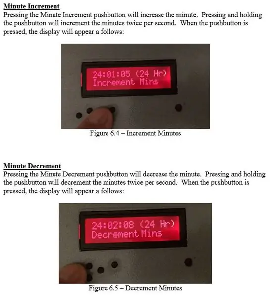 Funcionament amb pantalla LCD RGB: increment / disminució de minuts