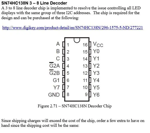 Components: descodificador SN74HC138N de 3 a 8 línies