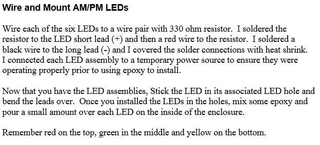 Construção - Fio e montagem de LEDs AM / PM