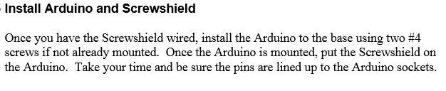 Konstruksiyon - I-wire ang Screwshield at I-install ang Arduino