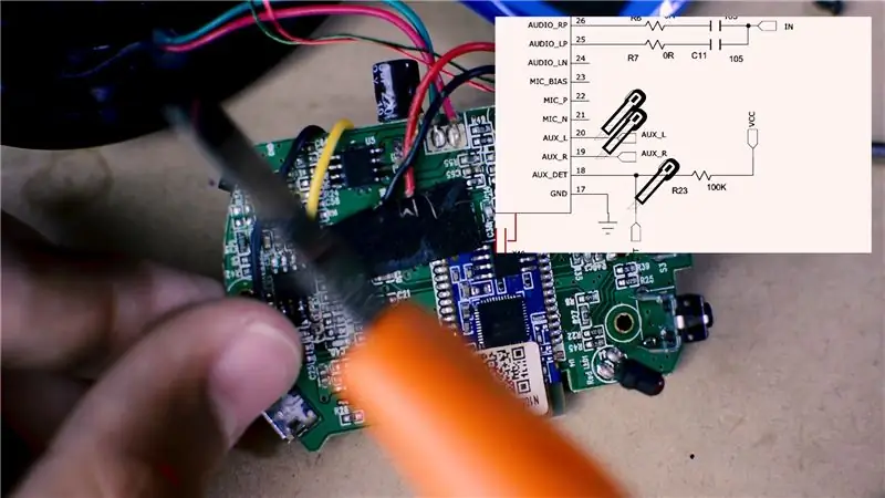 Aïllar el connector auxiliar d'àudio