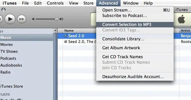 Conversia în iTunes