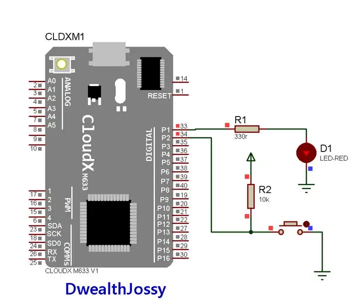 Utilisation du bouton pour allumer et éteindre la LED avec CloudX M633 : 3 étapes