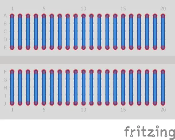 „Breadboard“sąranka: 5V ir GND jungtys