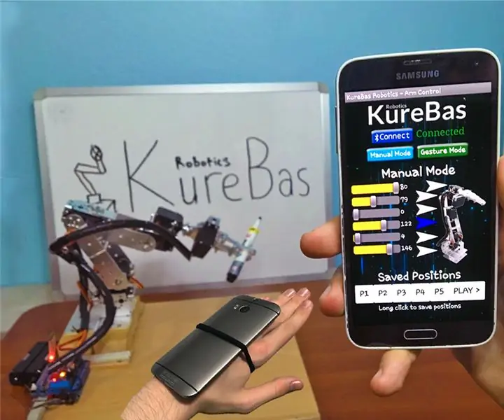 Braço de robô treinável controlado por gestos via Bluetooth para Arduino: 4 etapas