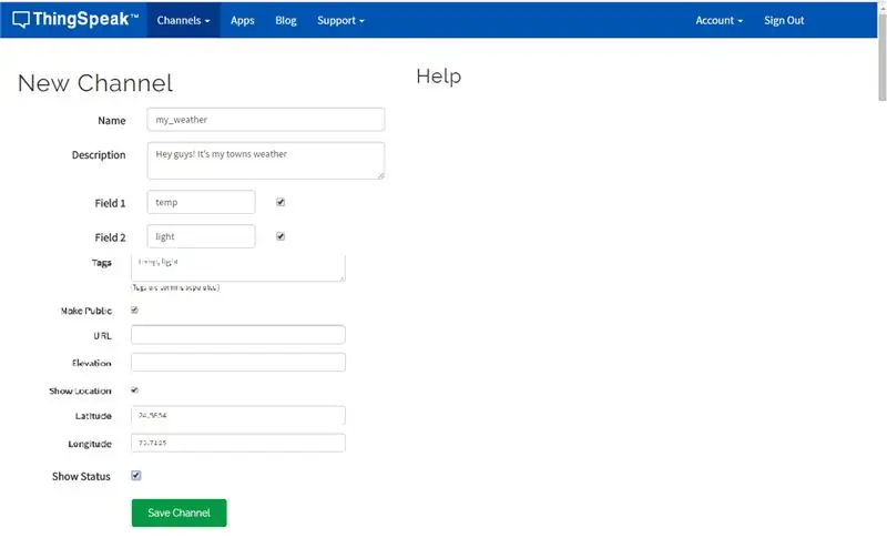 Məlumat Qeydiyyatı üçün ThingSpeak Kanalı yaradın