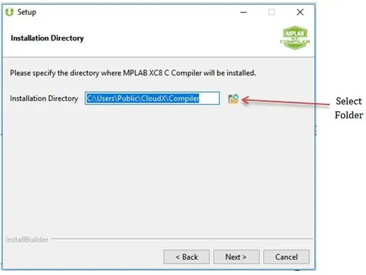 ไดเร็กทอรีการติดตั้ง เลือก “C:\Users\Public\CloudX\Compiler” และคลิก ถัดไป…