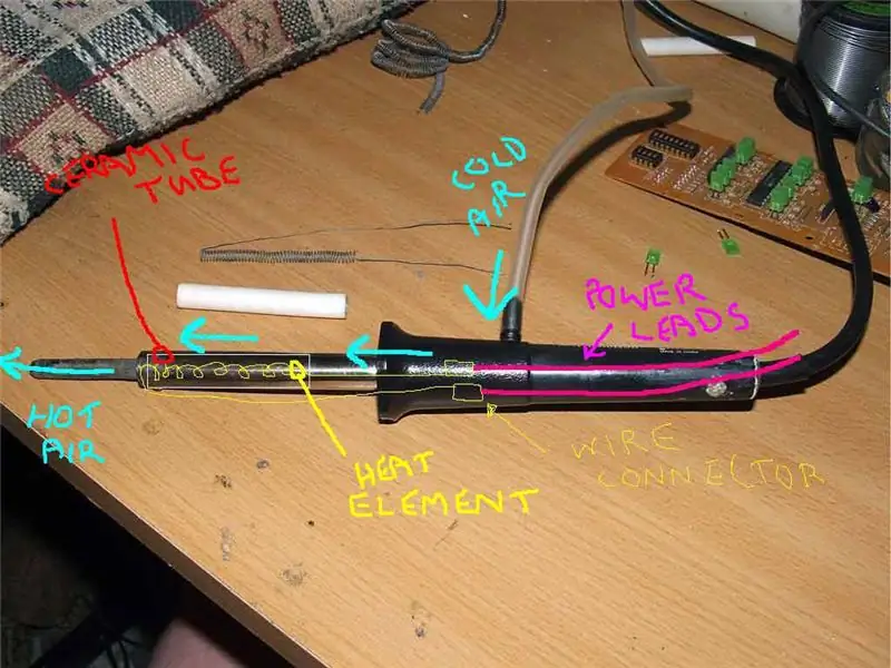 2-3 Amperdə 12-18 Volt DC istifadə edərək DIY İsti Hava Lehimləmə Dəmiri: 18 Addım (Şəkillərlə)