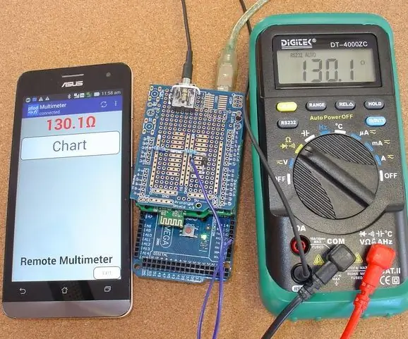 Data -aanmelding met 'n hoë akkuraatheid met behulp van multimeter/Arduino/pfodApp: 10 stappe (met foto's)