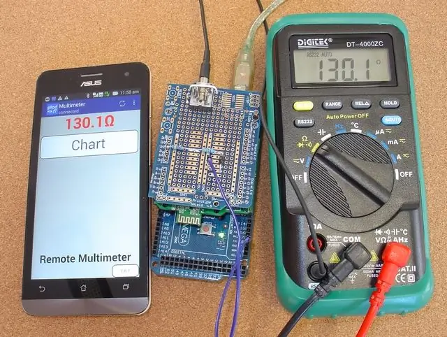 Pembalakan Data Jauh dengan Ketepatan Tinggi Menggunakan Multimeter / Arduino / pfodApp