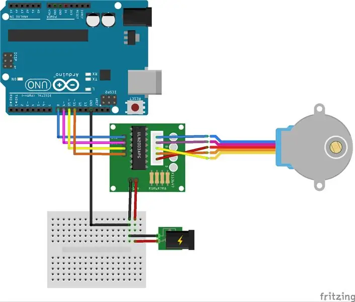 Koppel die elektronika, motors, LED's aan