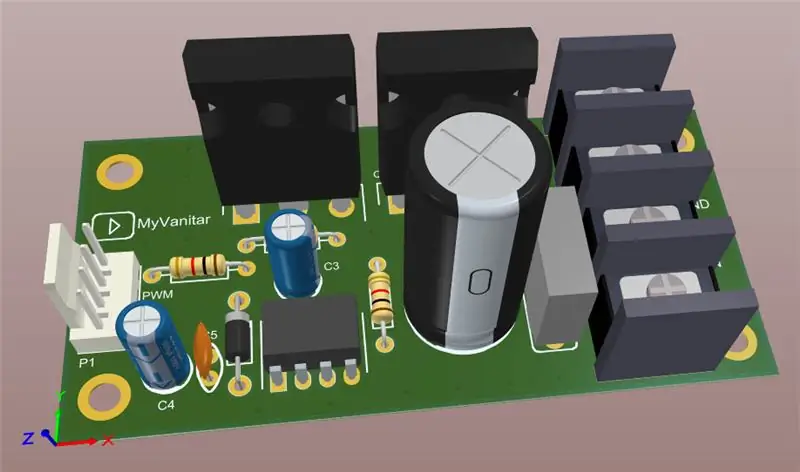 Figura-4, uma vista 3D da placa PCB do driver do motor