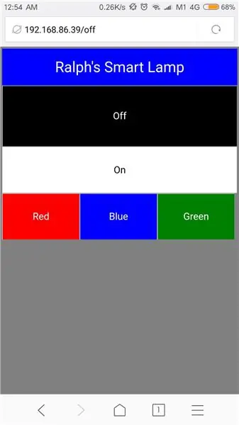 Jednoduchá inteligentná lampa za 5 dolárov s webovým rozhraním pre smartfón