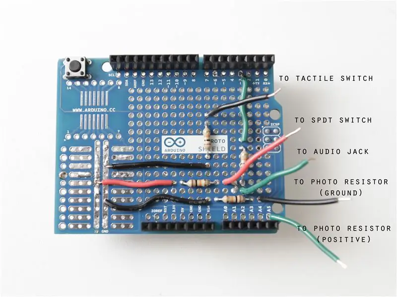 Solder in the Resistors for Photo Resistor, Tactile Switch, and SPDT Switch