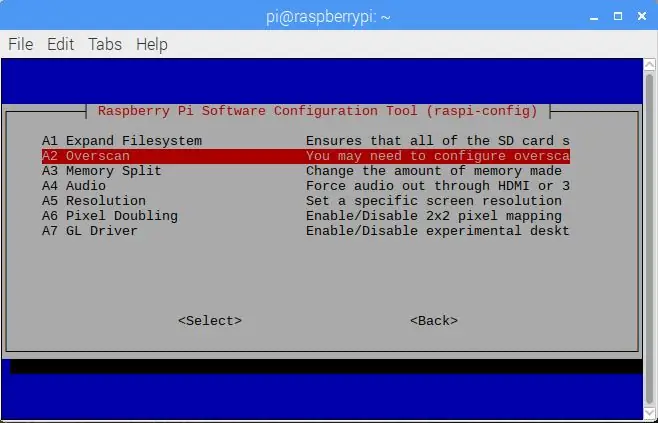 Boshqa variantlarni Raspi-config yordamida sozlang