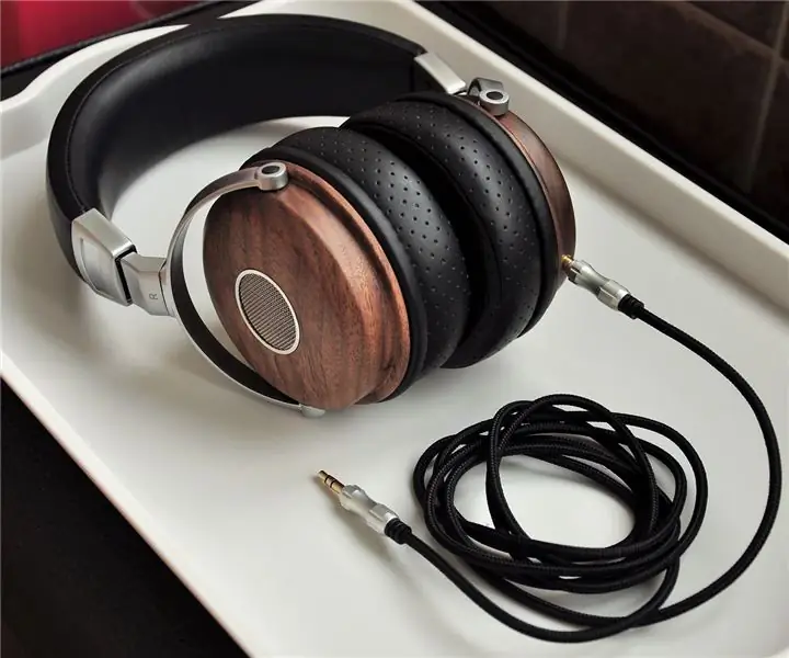 سماعة رأس بغطاء خشبي من خشب الجوز الأسود مع برامج تشغيل Sennheiser Hi-Fi 40 أو 50 مم: 6 خطوات (مع صور)