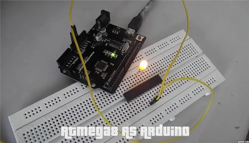 ATmega8 Arduino ретінде (Ішкі 8 МГц кристалды пайдалану арқылы)