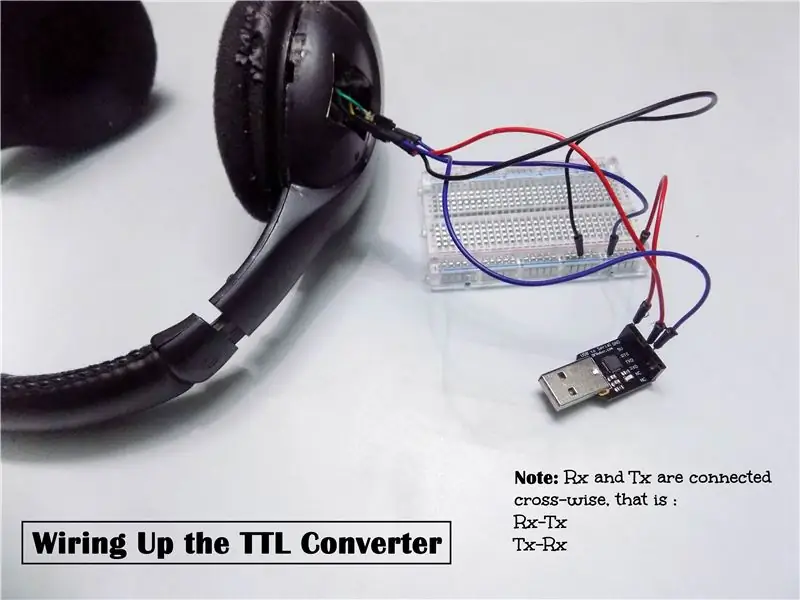 Bluetooth დაფის გაყვანილობა (USB to TTL კონვერტორის მეთოდი)