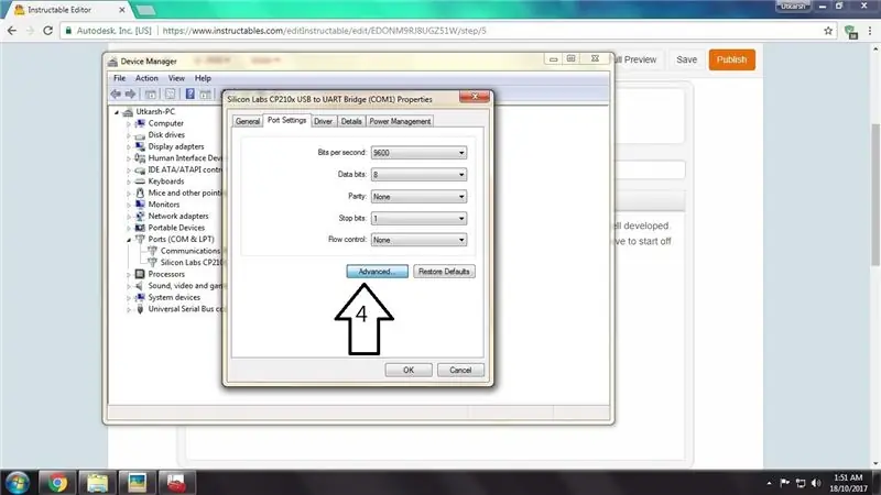 TTL Converter/Arduino портун COM1 катары орнотуу