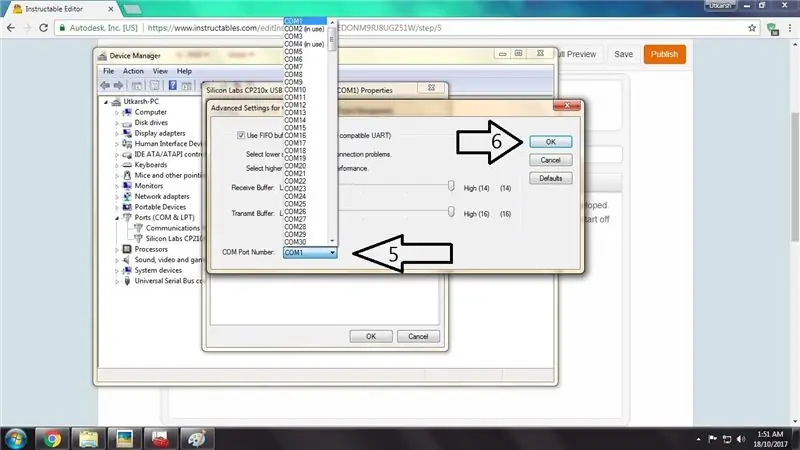 TTL -muunnin/Arduino -portin asettaminen COM1: ksi