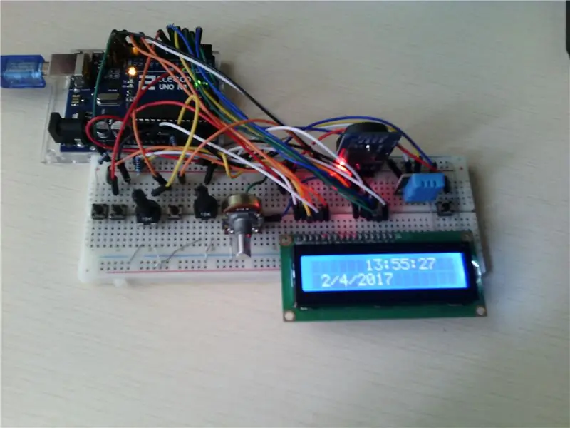 Aeg ja temperatuur LCD ja Arduino abil (Fikseeritud)