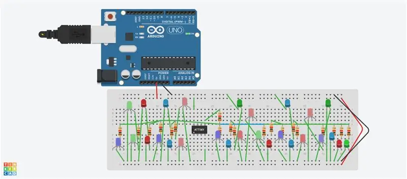 AT Me Me Microcontroller Nrog LEDS thiab RGB