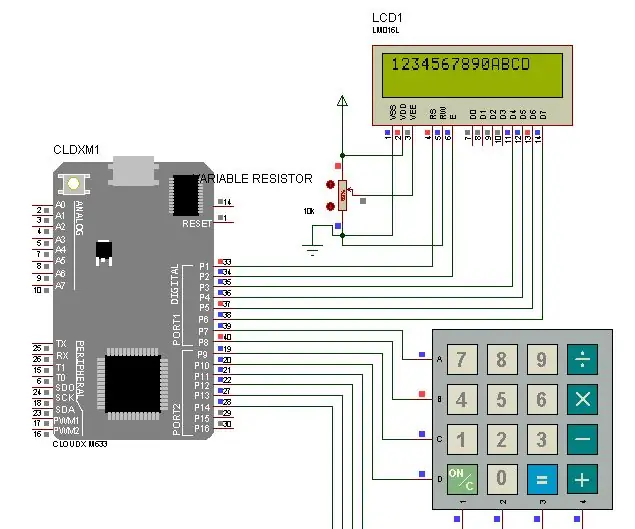 Tastiera con LCD Utilizzo del microcontrollore CloudX: 4 passaggi