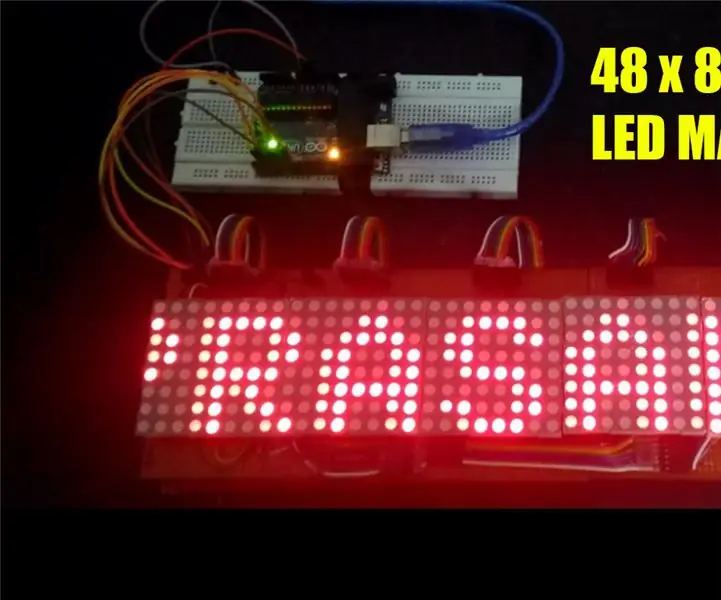 48 X 8 rullande LED -matrisdisplay med Arduino- och skiftregister: 6 steg (med bilder)