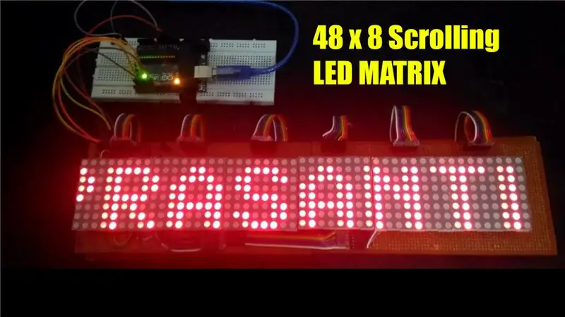 48 X 8 Pag-scroll LED Matrix Display Paggamit ng Arduino at Shift Registro