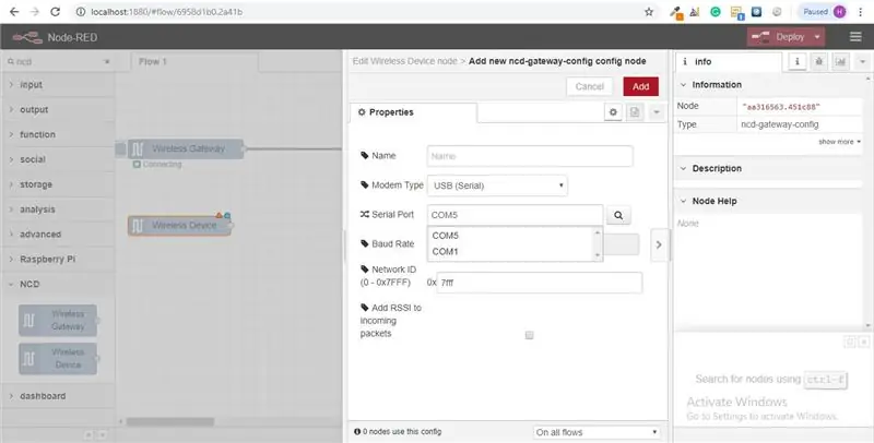 Sélectionnez le périphérique série dans le menu déroulant que vous avez utilisé pour la passerelle sans fil, cliquez maintenant sur la loupe à côté de « Adresse Mac » et sélectionnez l'une des options disponibles