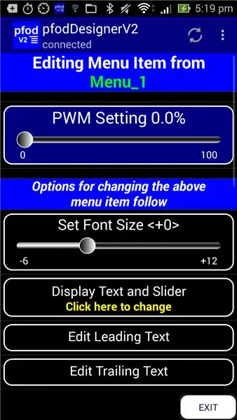 Design af en menu - PWM -output