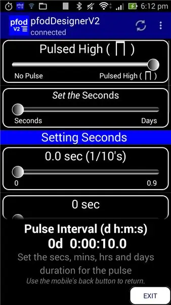 Conception d'un menu - Réglage On/Off ou Pulse