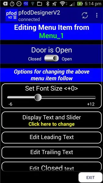 Projetando um Menu - On / Off Data Display