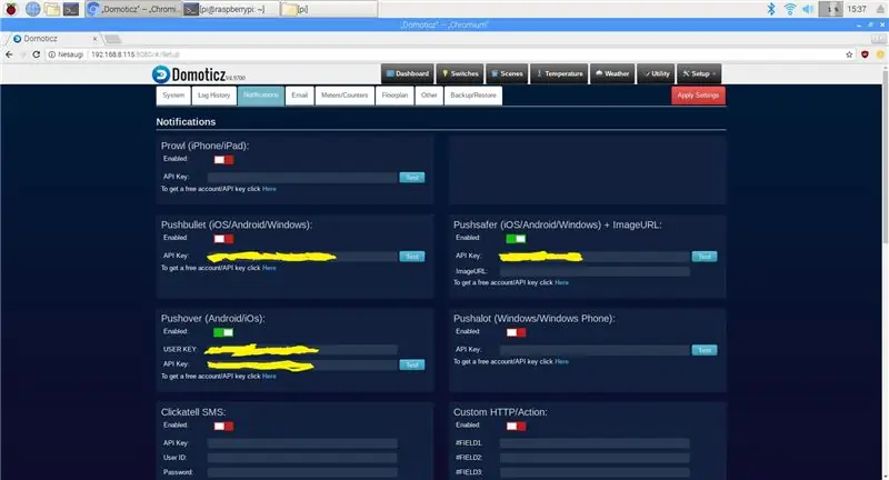 Notificacions de configuració